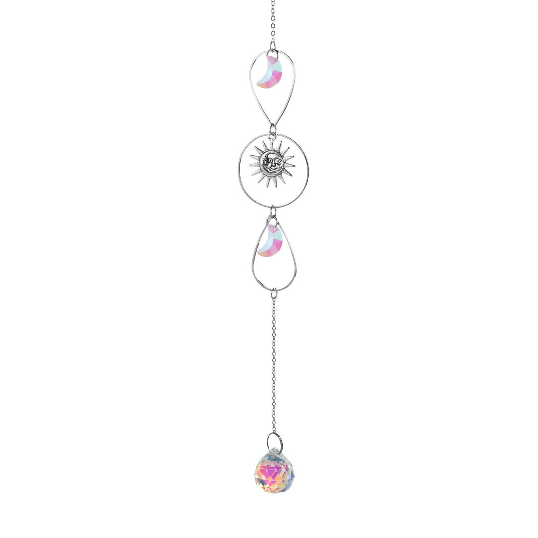 Aurora Prism Sun Moon Star Silver Hanging Suncatcher