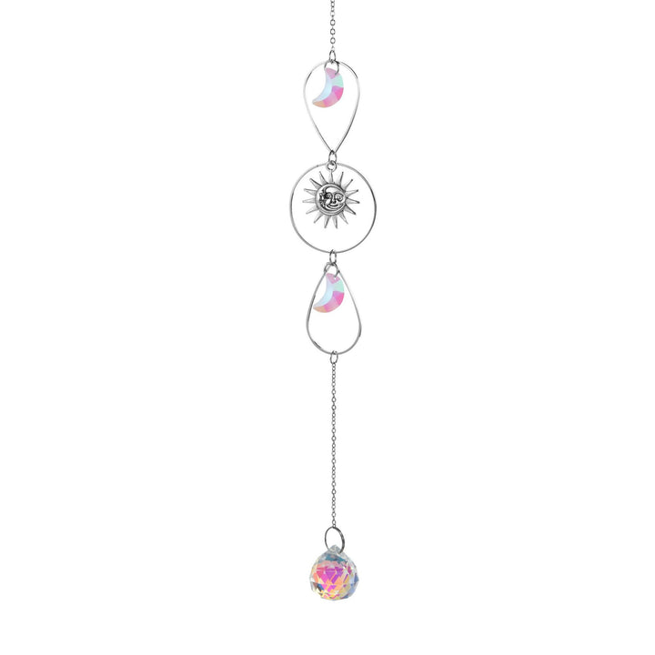 Aurora Prism Sun Moon Star Silver Hanging Suncatcher