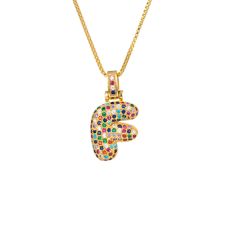Zircon Letter Pendant Necklace