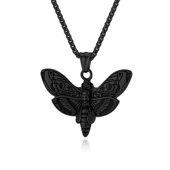 Gothic Death Moth Skull Pendant Necklace