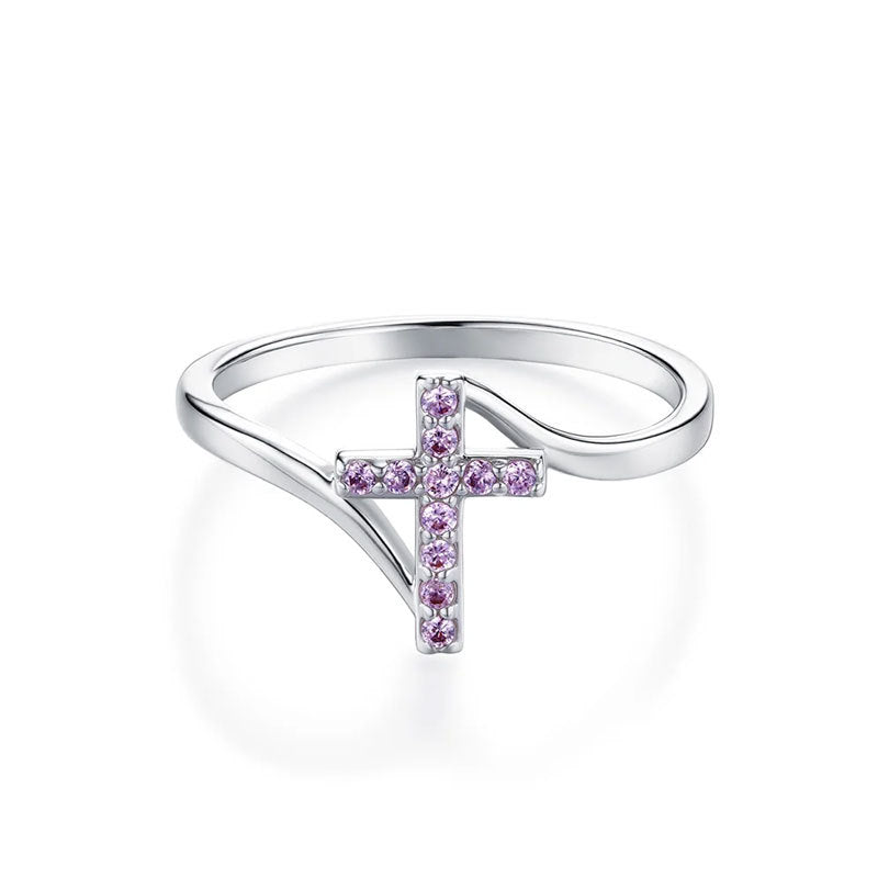 Color Zircon Cross Ring Gift
