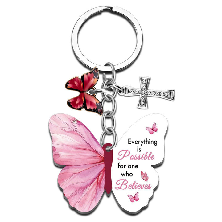 Butterfly Scripture Keychain Faith Charm