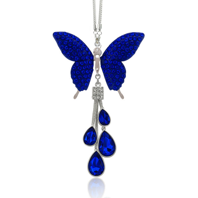 Zircon Butterfly Car Rearview Mirror Hanging Ornament
