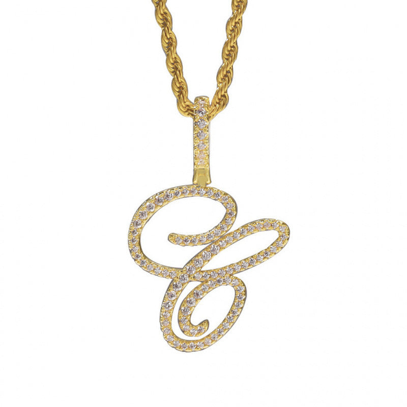 Braided Chain Letter Pendant Necklace