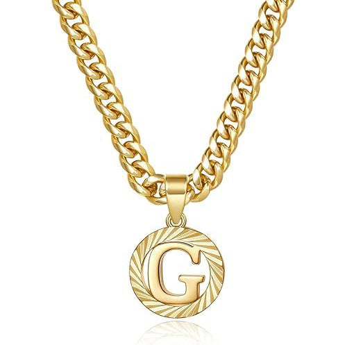 Cuban Chain Necklace with Openwork Letter Pendant