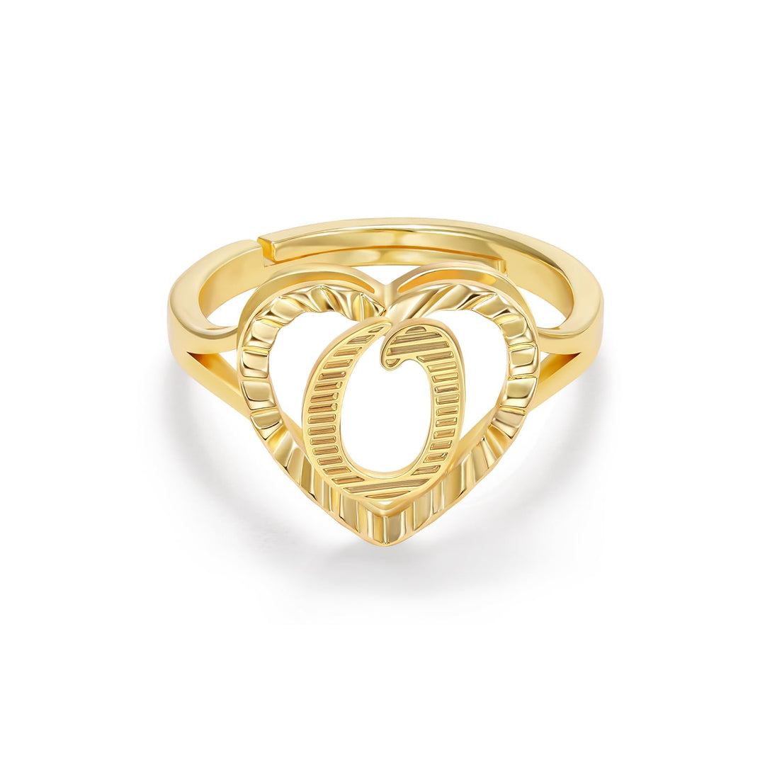 Personalized Initial Heart Open Ring