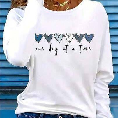 Printed Crew Neck Long Sleeve Casual Top