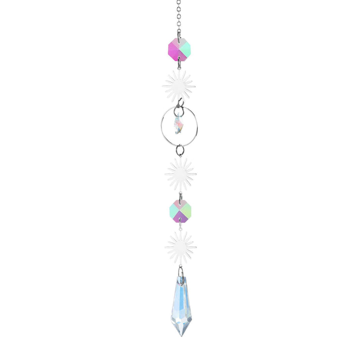 Aurora Prism Sun Moon Star Silver Hanging Suncatcher