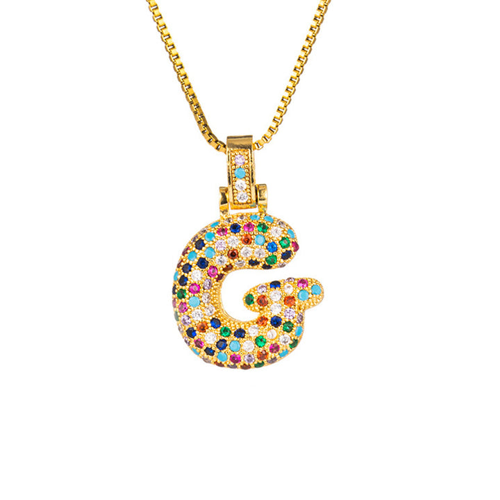 Zircon Letter Pendant Necklace