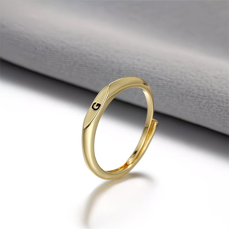 Gold Twist Initial Adjustable Band Ring