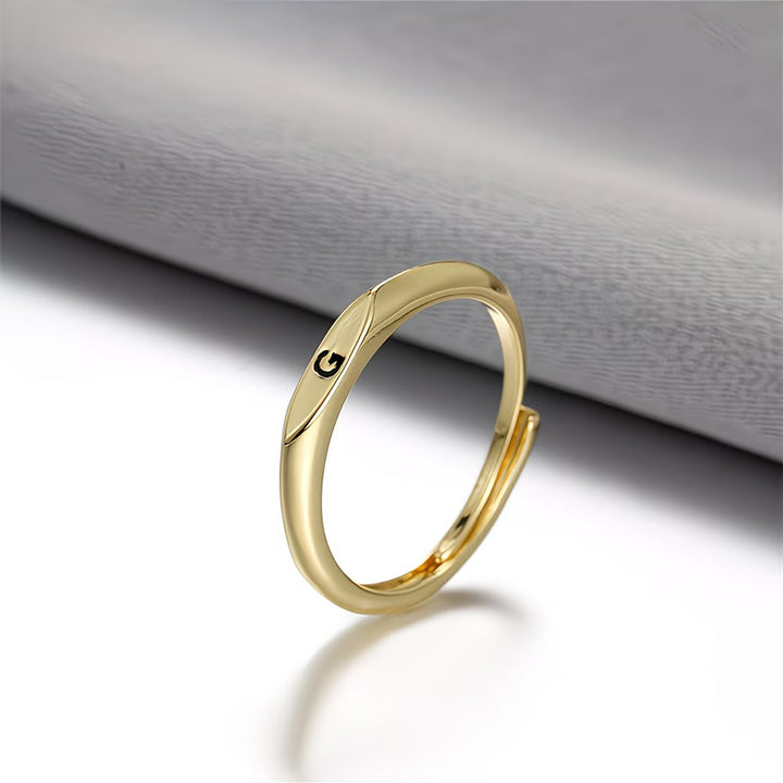 Gold Twist Initial Adjustable Band Ring