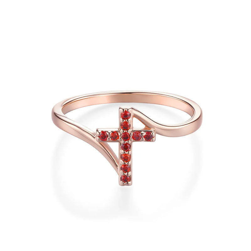 Color Zircon Cross Ring Gift