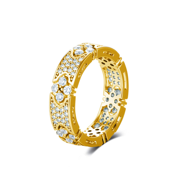 Floral Pave Zircon Eternity Band Ring Occasion Wear
