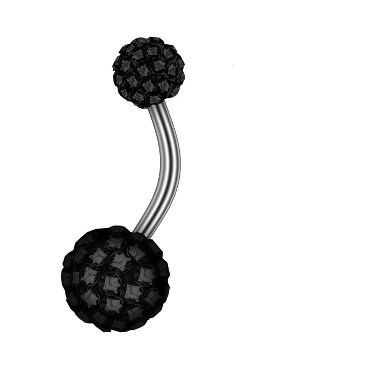 Fully inlaid zircon curved barbell navel ring