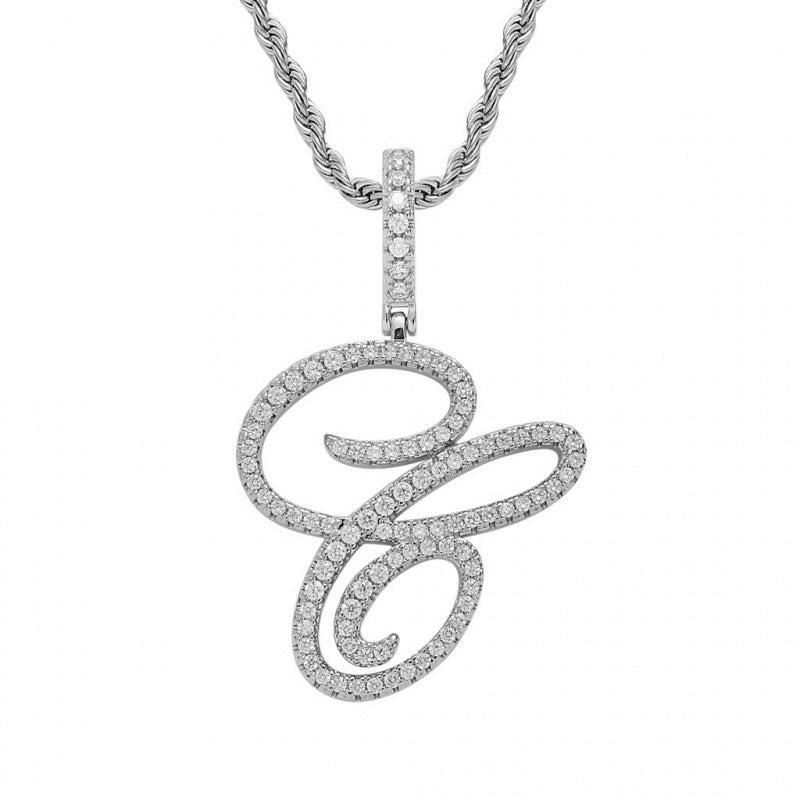 Braided Chain Letter Pendant Necklace