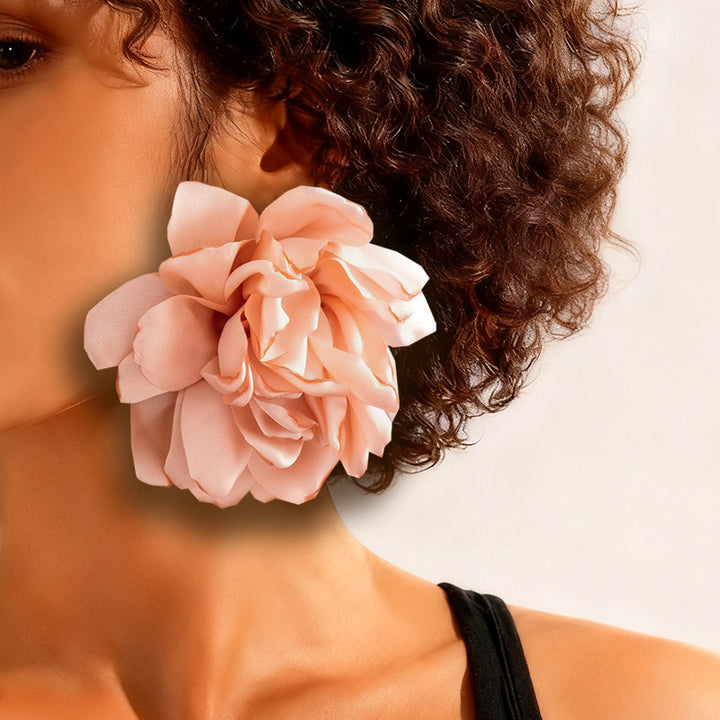 Oversized Flower Earrings Party Wear