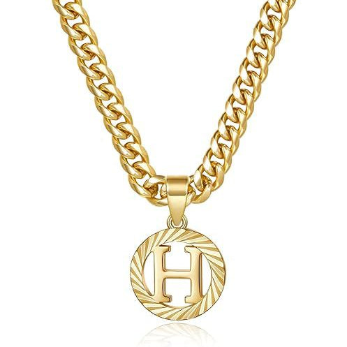 Cuban Chain Necklace with Openwork Letter Pendant