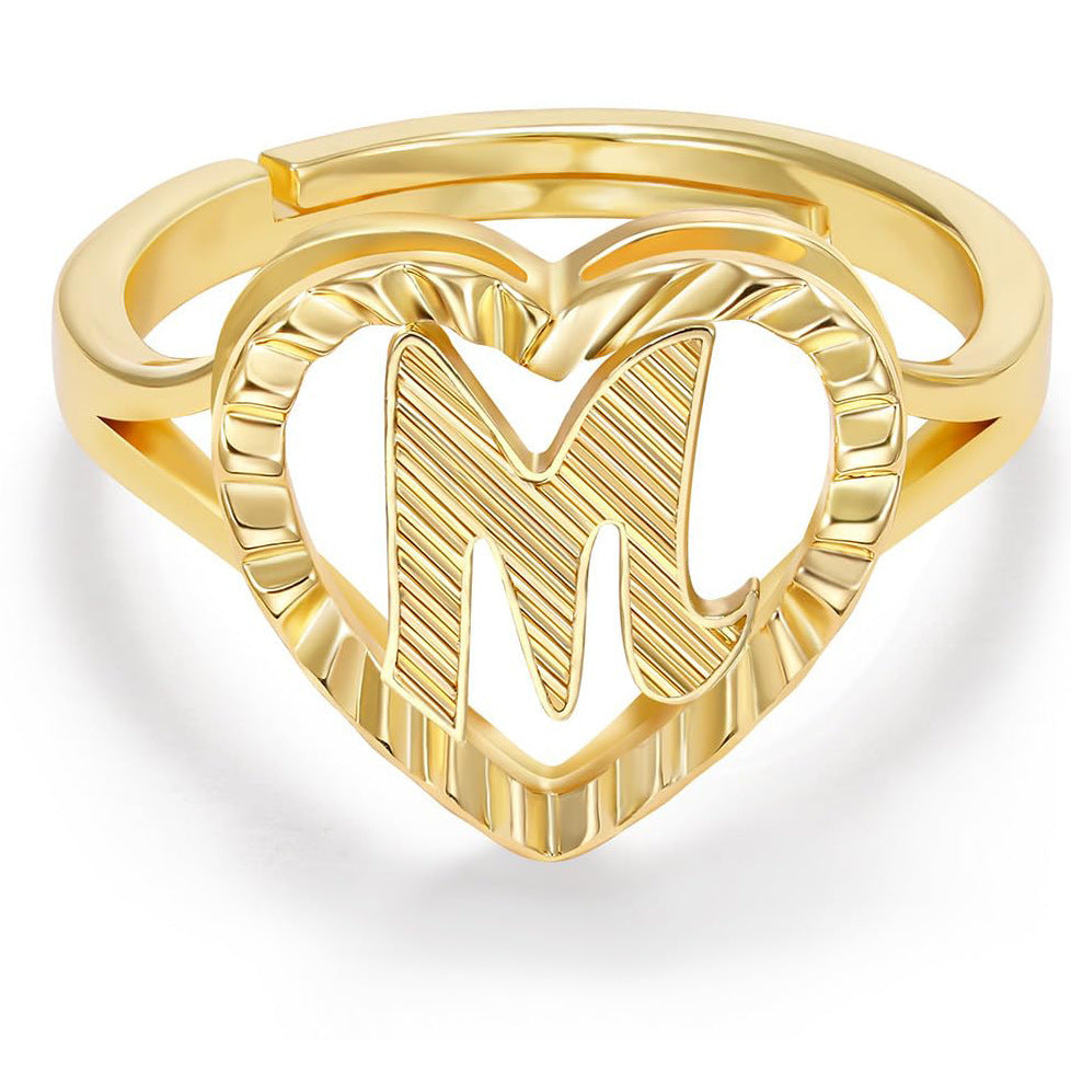 Personalized Initial Heart Open Ring