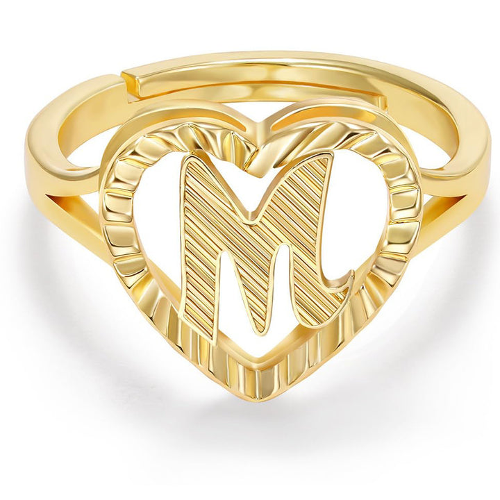 Personalized Initial Heart Open Ring