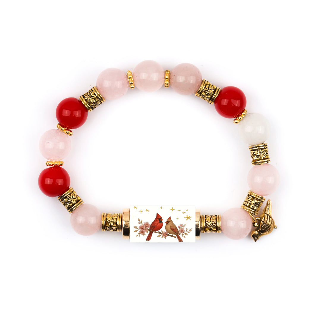 Natural Stone Bird Charm Beaded Blessing Bracelet