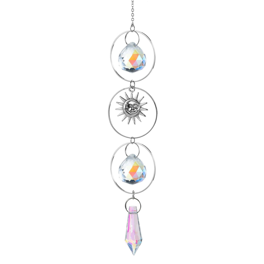 Aurora Prism Sun Moon Star Silver Hanging Suncatcher