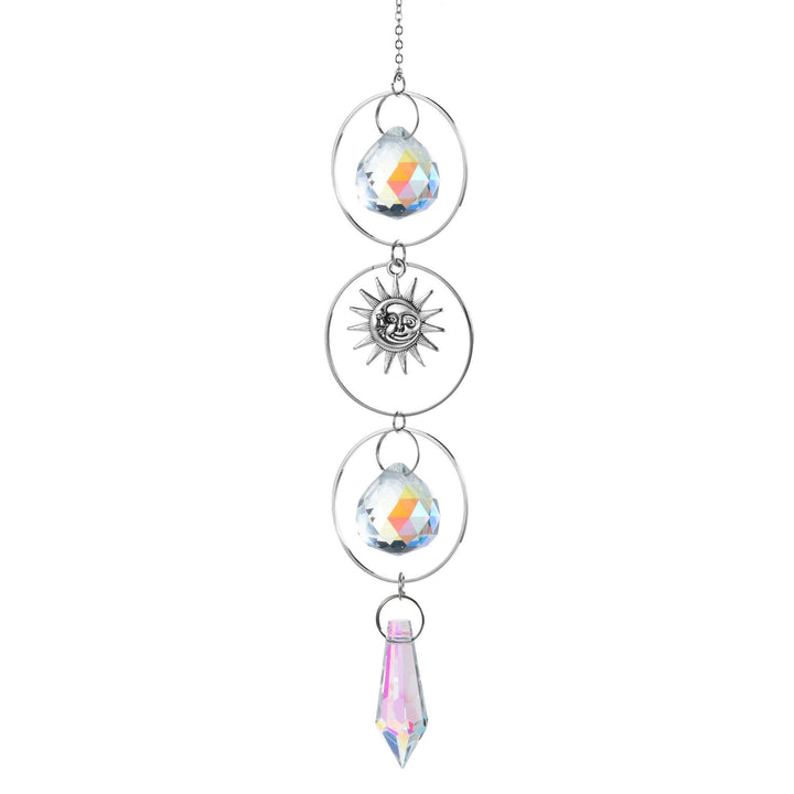 Aurora Prism Sun Moon Star Silver Hanging Suncatcher