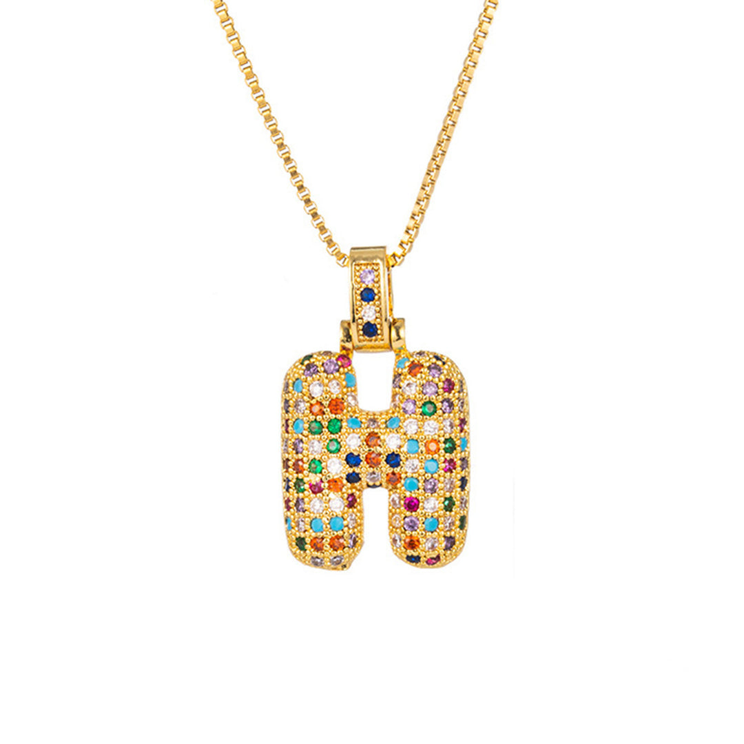 Zircon Letter Pendant Necklace