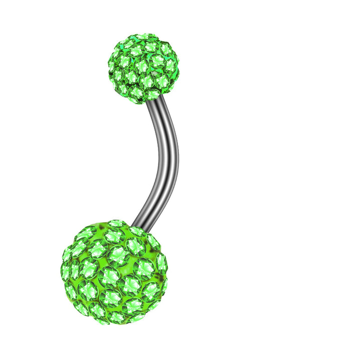 Fully inlaid zircon curved barbell navel ring