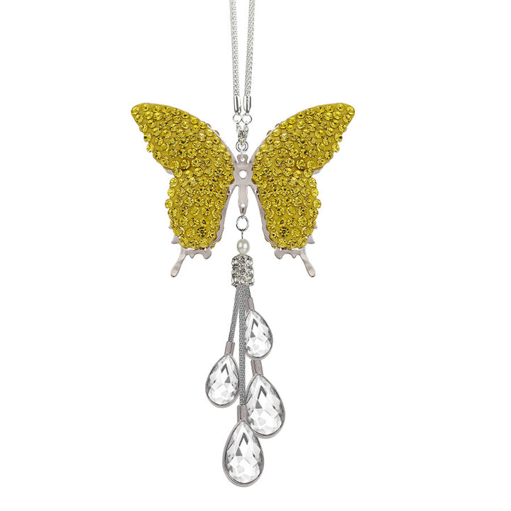 Zircon Butterfly Car Rearview Mirror Hanging Ornament