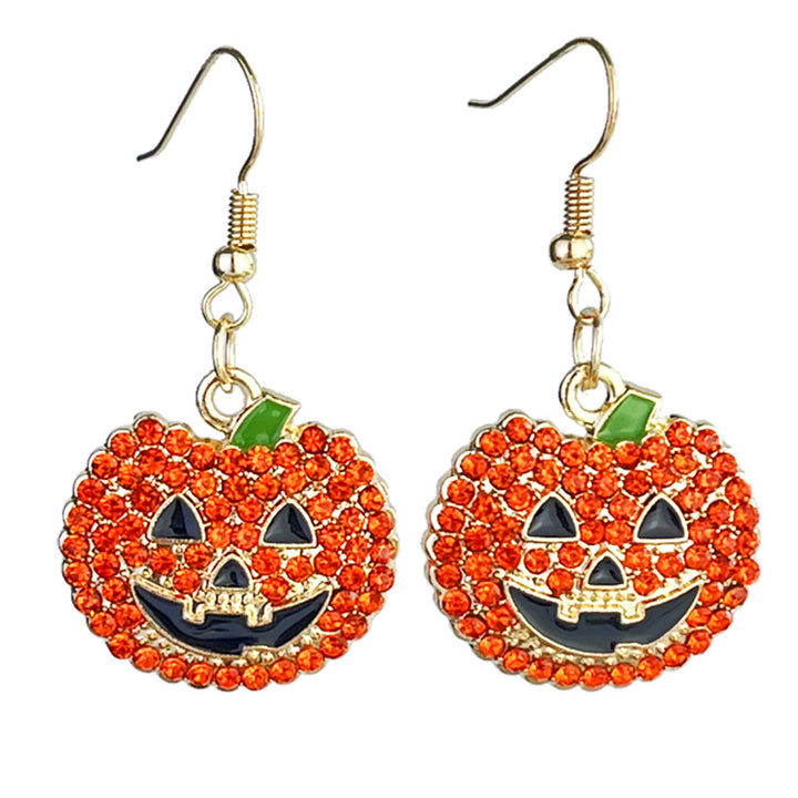 Halloween Sparkly Pumpkin Ghost Hook Earrings