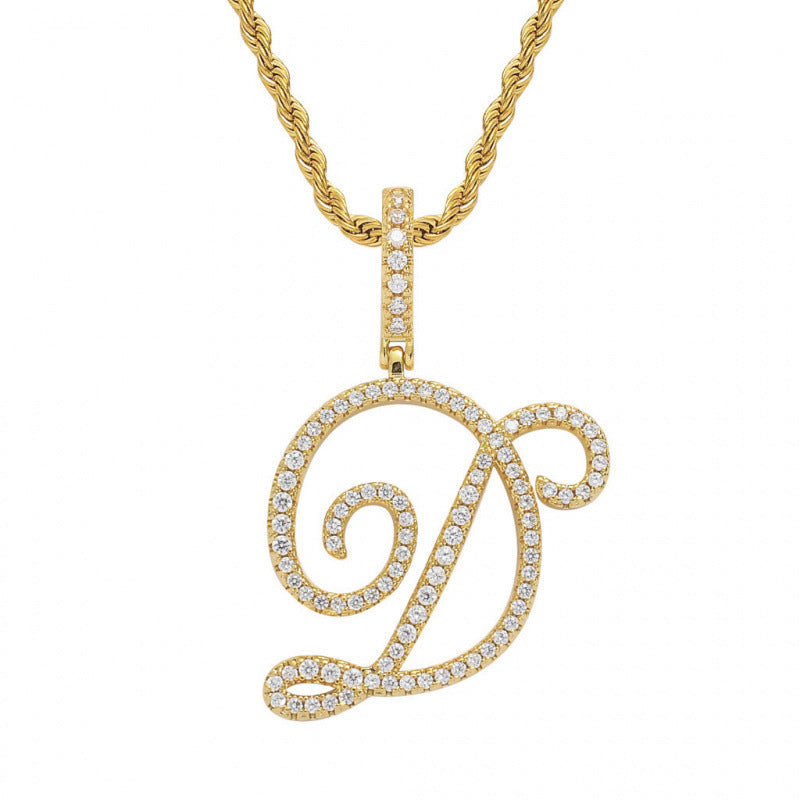 Braided Chain Letter Pendant Necklace
