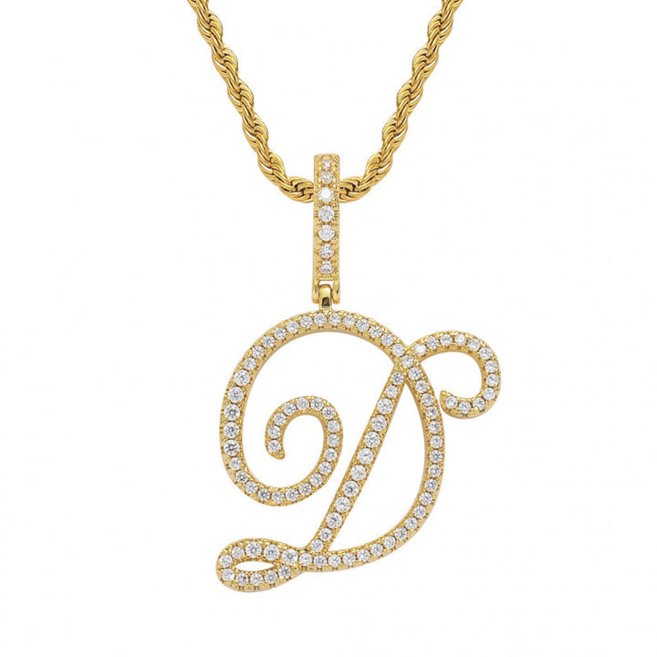 Braided Chain Letter Pendant Necklace
