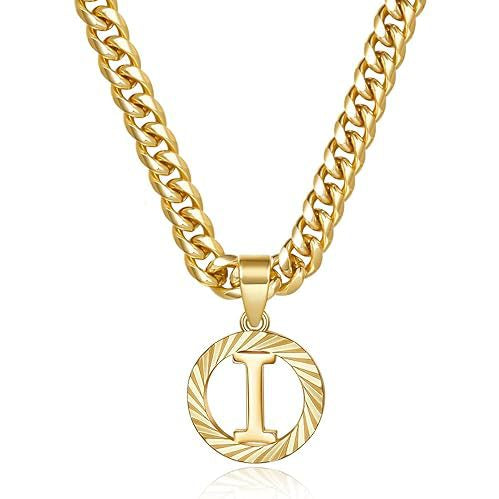 Cuban Chain Necklace with Openwork Letter Pendant