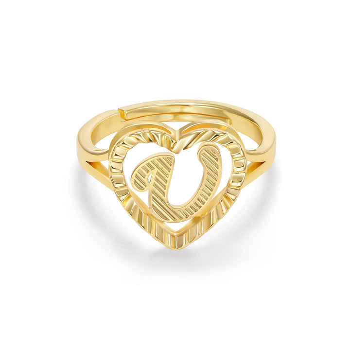Personalized Initial Heart Open Ring