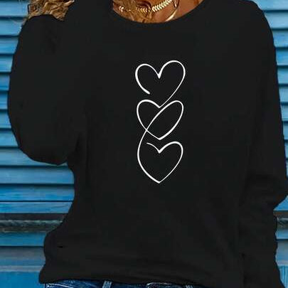 Printed Crew Neck Long Sleeve Casual Top