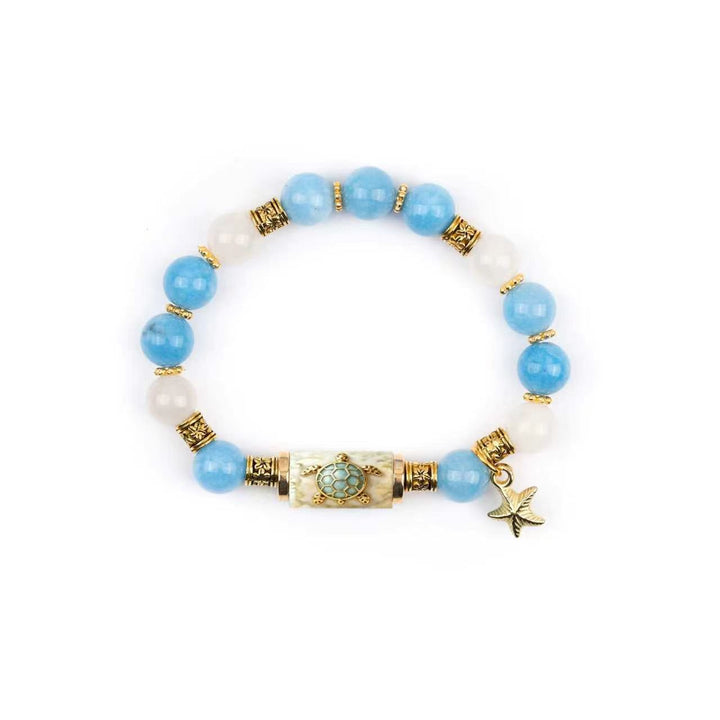 Natural Stone Bird Charm Beaded Blessing Bracelet