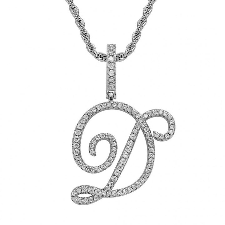 Braided Chain Letter Pendant Necklace