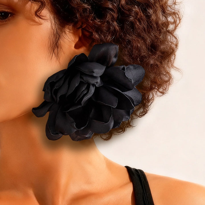 Oversized Flower Earrings Party Wear