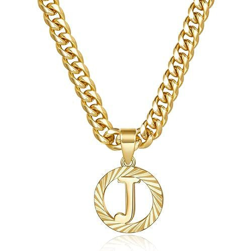 Cuban Chain Necklace with Openwork Letter Pendant