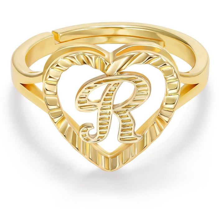 Personalized Initial Heart Open Ring