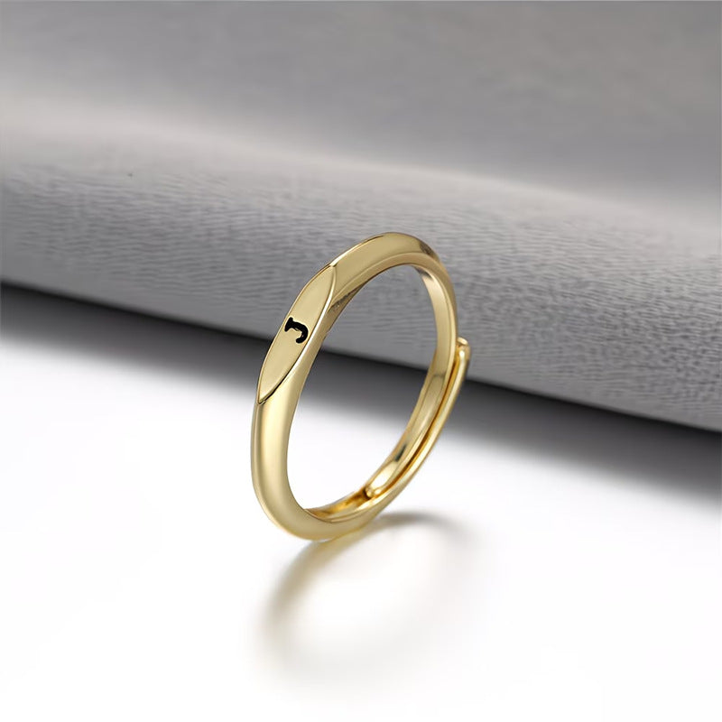 Gold Twist Initial Adjustable Band Ring