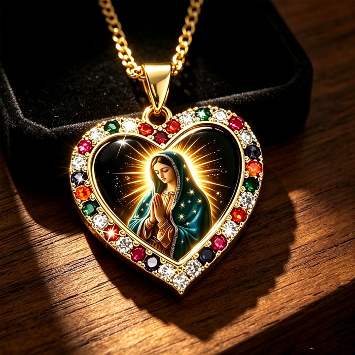 Virgin Mary Heart Pendant Necklace