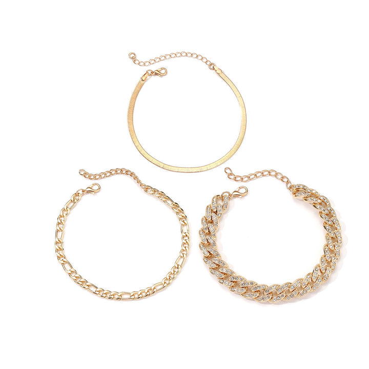 Layered Cuban Chain Anklet Setet