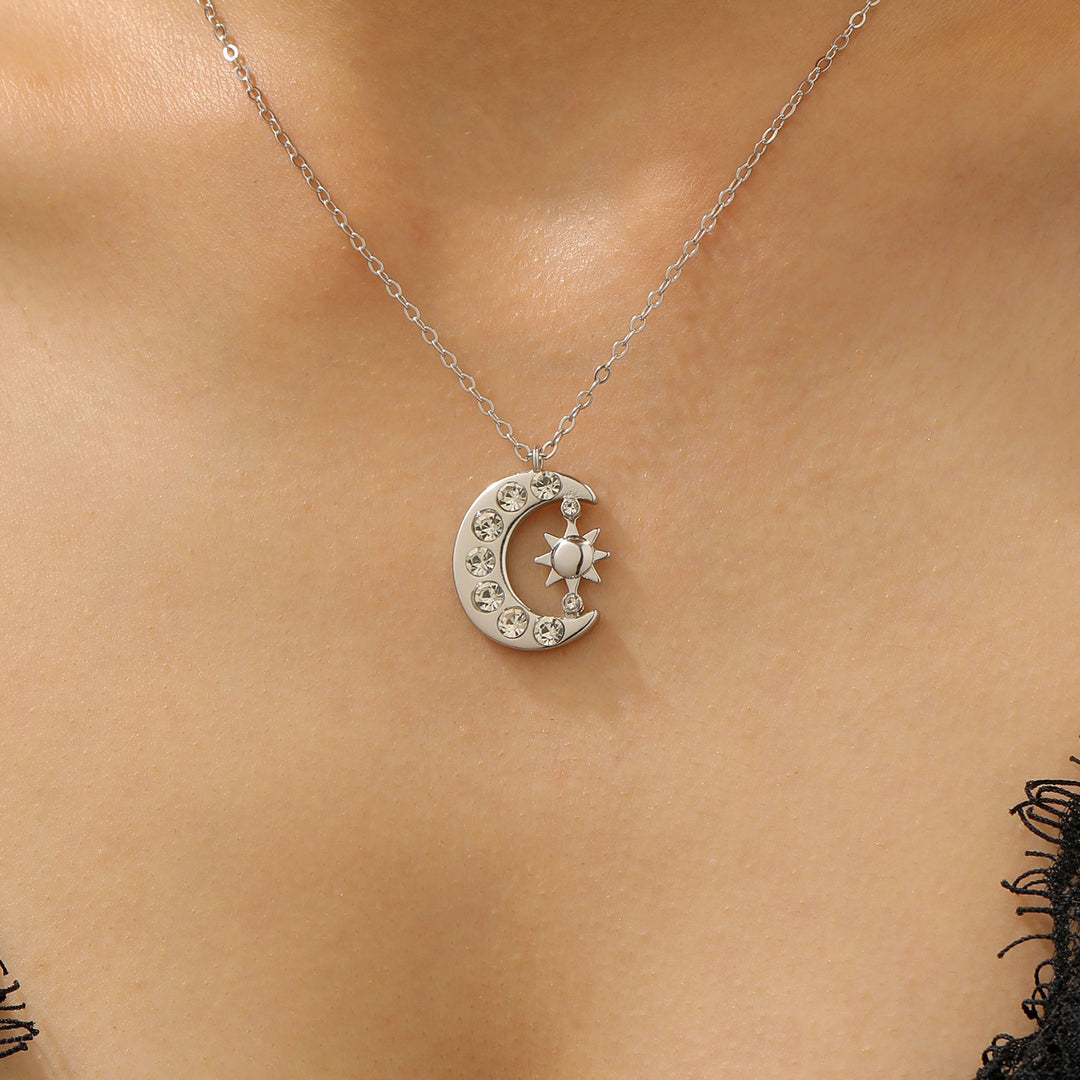 Sun Moon Pendant Necklace Everyday Layering Look