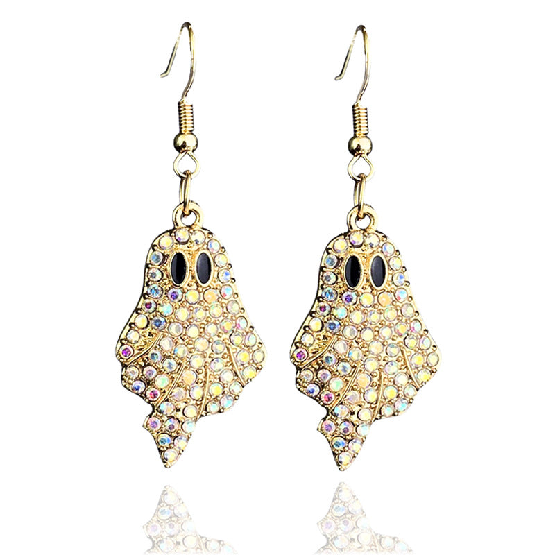 Halloween Sparkly Pumpkin Ghost Hook Earrings