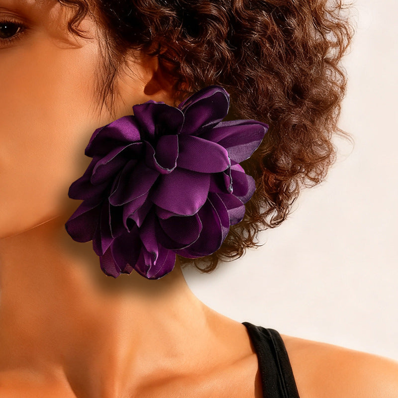 Oversized Flower Earrings Party Wear