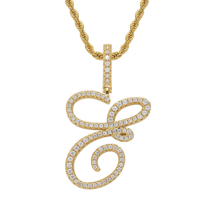 Braided Chain Letter Pendant Necklace