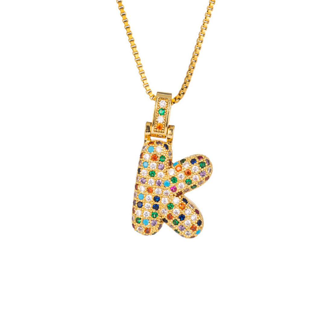 Zircon Letter Pendant Necklace