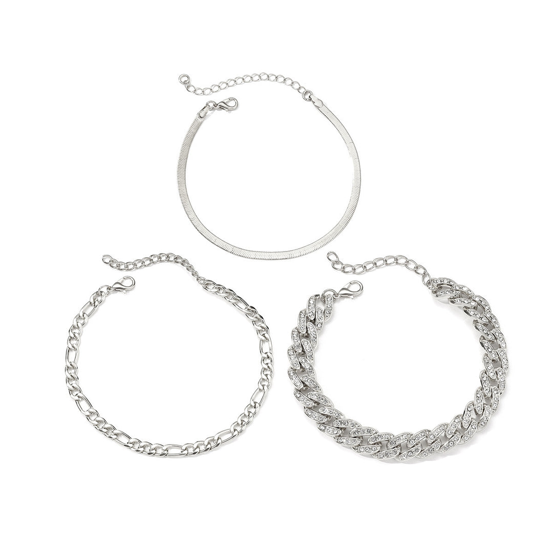 Layered Cuban Chain Anklet Setet