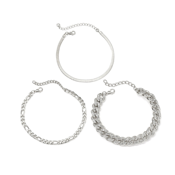 Layered Cuban Chain Anklet Setet